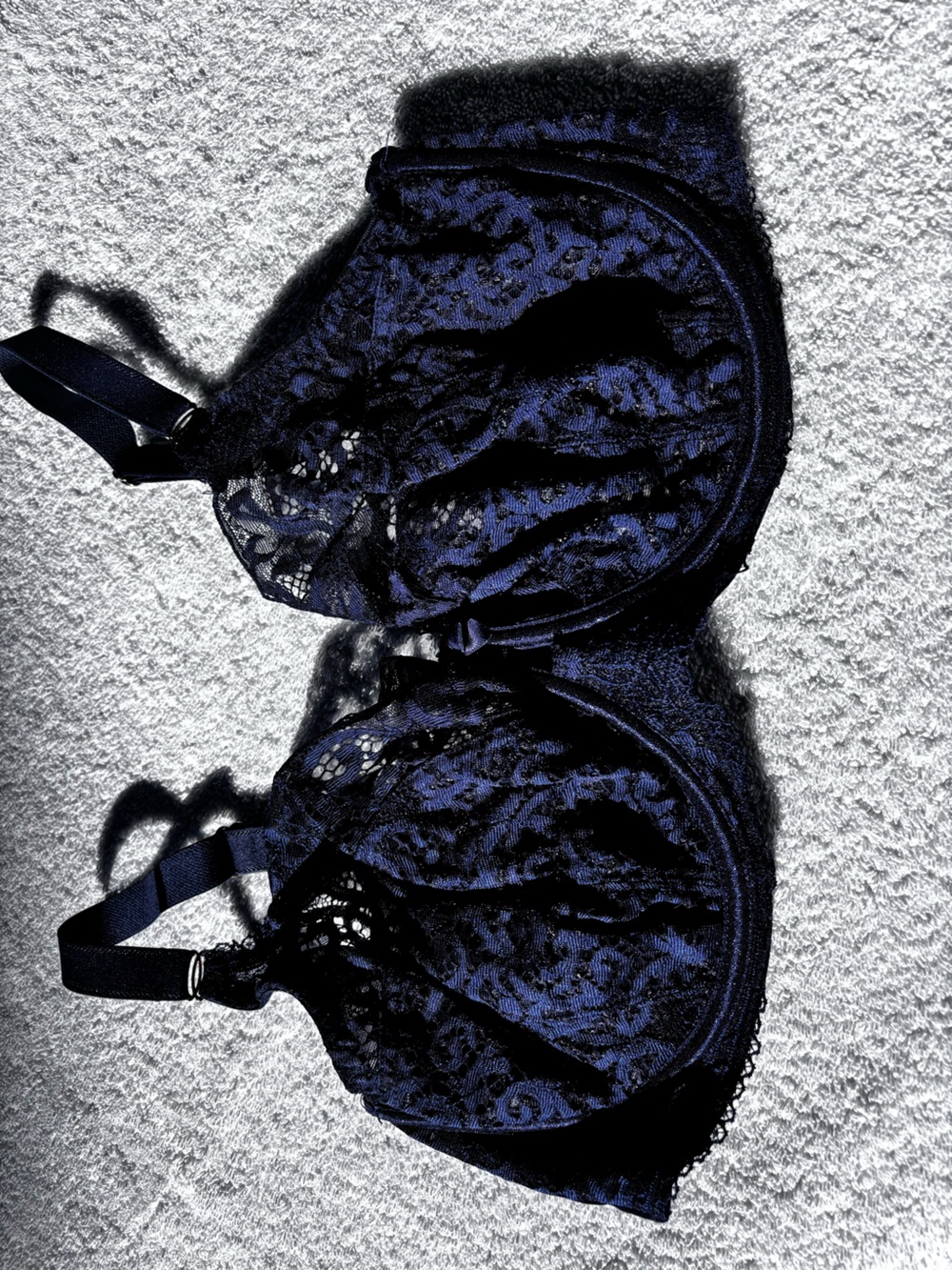 Sculptresse Navy Blue Lace-Trim Underwire Bra - 34FF.
